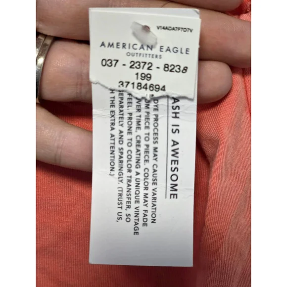 Women's American Eagle Coral T-Shirt‎ XXL Crop Style - Picture 5 of 5